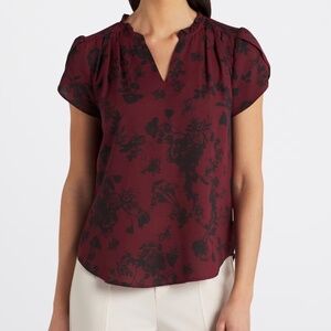 41 HAWTHORN Tiffiny Tulip Sleeve Blouse | Red and Black Floral | XL | Stitch Fix